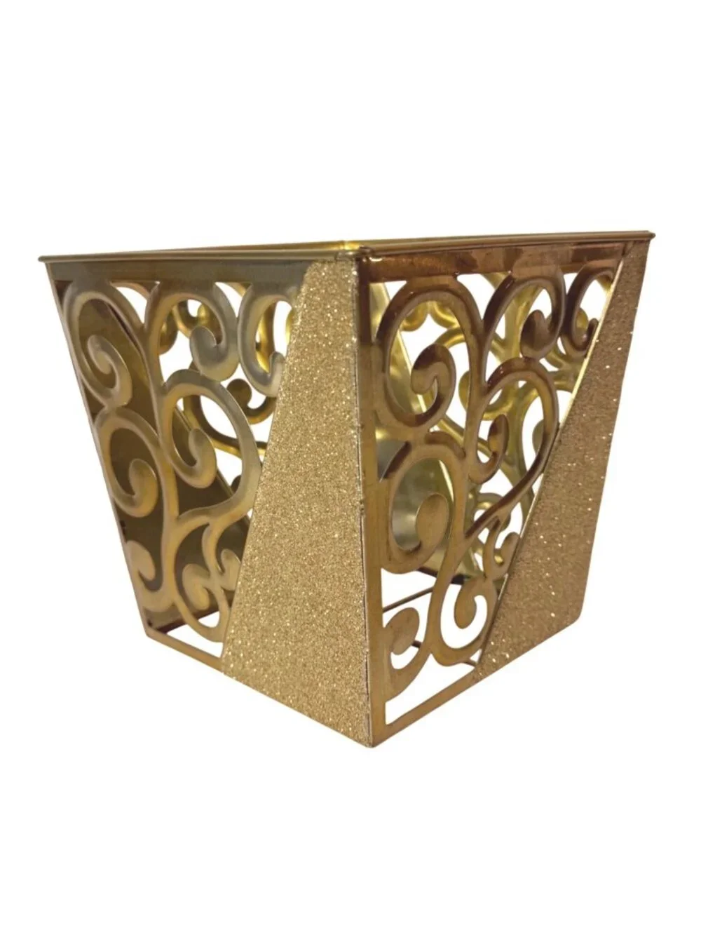 Gold Metal Planter Set Decorative Glam Wedding Centerpiece Hollywood Regency